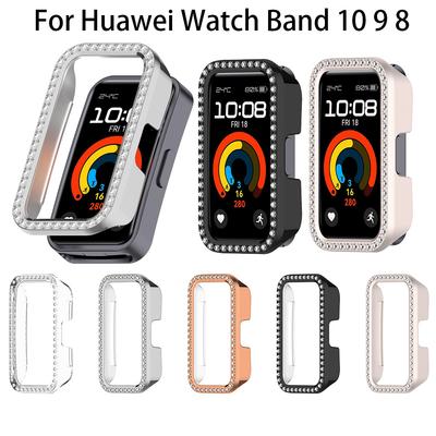 Bling PC Hollow Protector Case For Huawei Watch Band 10 9 8 Diamond Crystal Case Hard Cover Protective Watch Shell Hollow Bumper