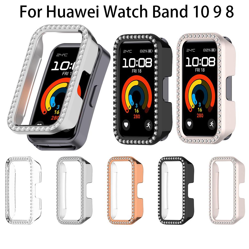Bling PC Hollow Protector Case For Huawei Watch Band 10 9 8 Diamond Crystal Case Hard Cover Protective Watch Shell Hollow Bumper