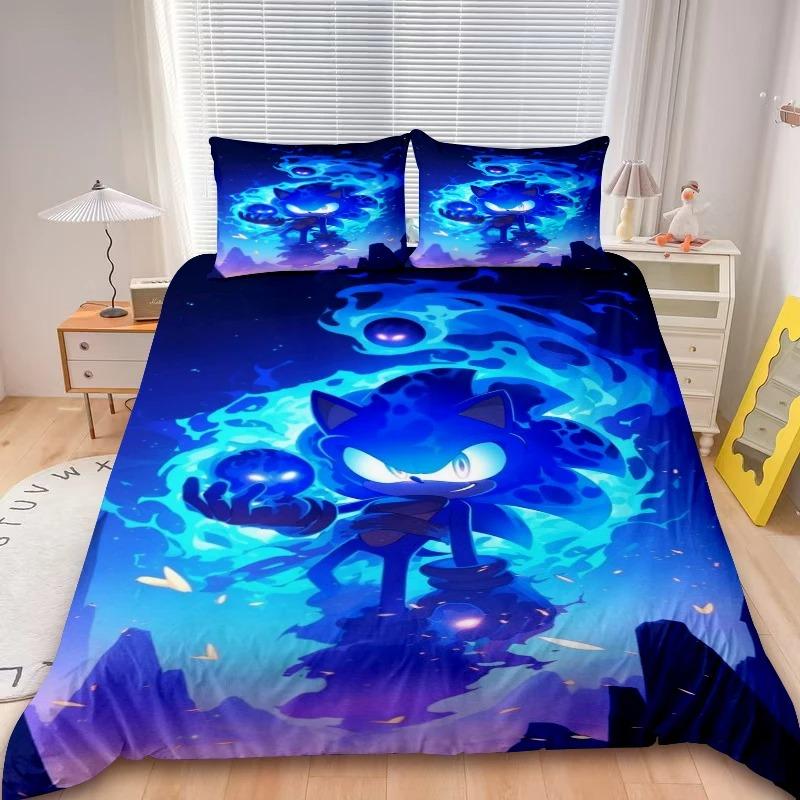 Sonic 2/3pcs Duvet Cover Cartoon Cool Bedding Set Comforter Cover for Children Gifts Queen King Bedroom Decor