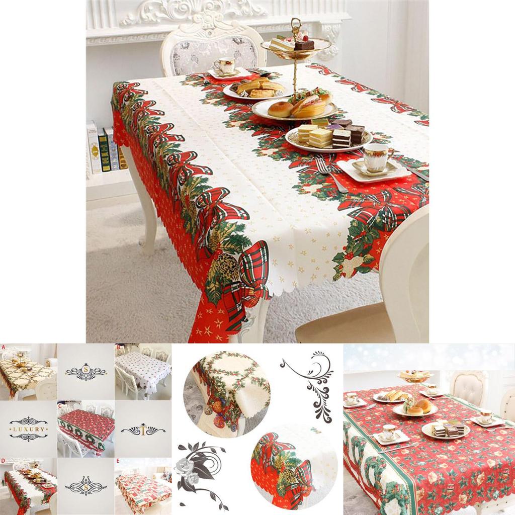 Premium Santa Christmas Red Tablecloth Crafted From High-quality Polyester Fabric For Festive Dining