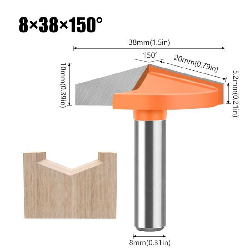 8mm Shank 60 90 120 150 Degree V Type Slotting Cutter Bit CNC Engraving Solid Router Bit Carbide Milling Cutter
