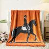 Horse Riding Fleece Blanket Equestrian Print Throw Soft Warm All Season Bedding Home Decor Gift For Horse Lovers