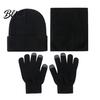 Casual Autumn Winter Outfit Accessories Warm Three-piece Set Knitted Hat Scarf And Touch Screen Cozy Wear Gloves Essentials Soft Acrylic Windproof