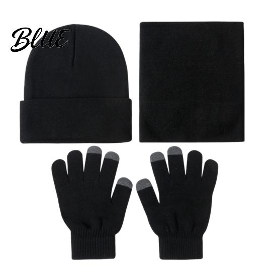 Casual Autumn Winter Outfit Accessories Warm Three-piece Set Knitted Hat Scarf And Touch Screen Cozy Wear Gloves Essentials Soft Acrylic Windproof