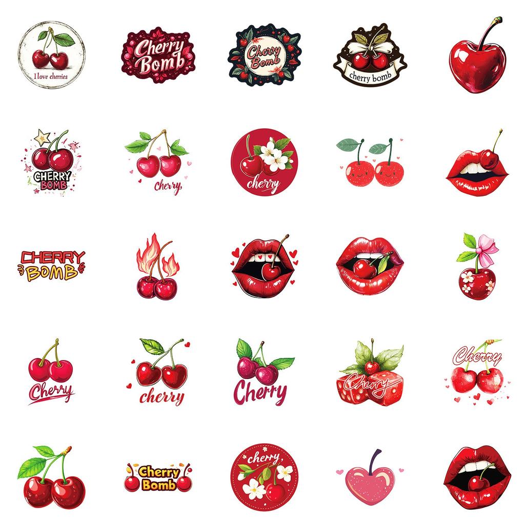 50PC Red Stickers For Refrigerator, Cup, Guitar, Phone Case Stickers