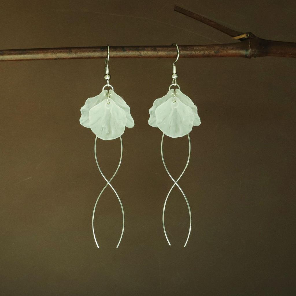 Korean Style Elegant Tassel Flower Petal Earrings for Women