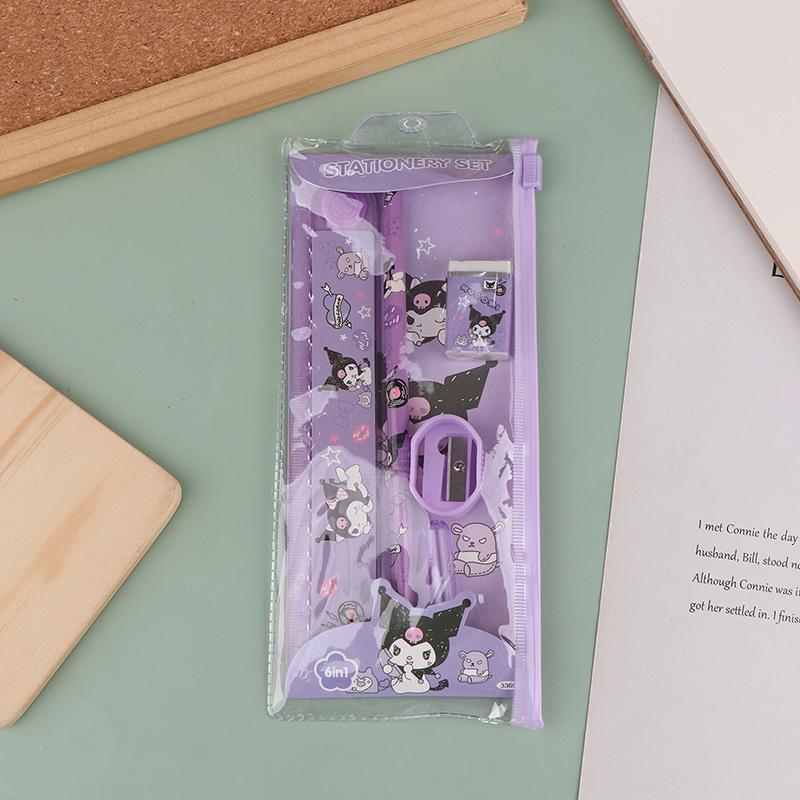 Cartoon Stationary Set Pencil Eraser Ruler Pencil Sharpener School Even Prizes Gift