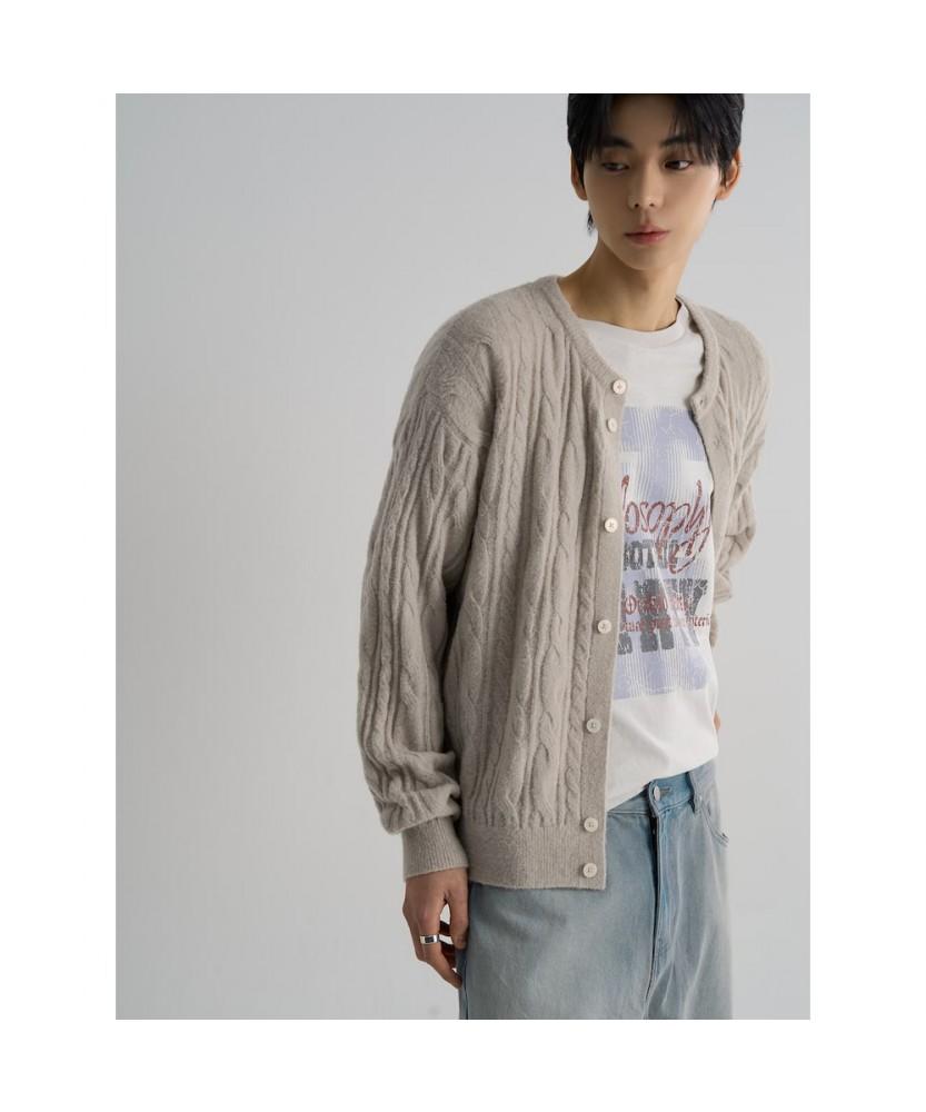 8seconds Lightweight Cable Round Cardigan Light Gray