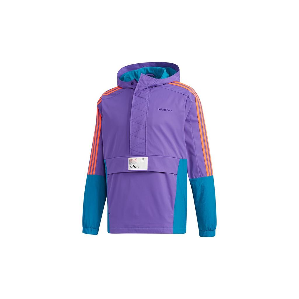 Adidas Neo Half-Zip Windbreaker Hooded Sports Jacket Men Outerwear Purple GM2280