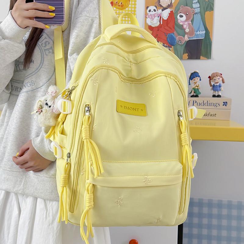 Schoolbag hot sale high value new Japanese ins fresh sweet candy color butterfly backpack junior high school students light shoulders