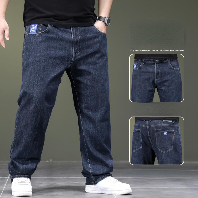 Jeans para Hombre Talla Grande Primavera y Otoño Gordo Suelto Elástico Grande Pantalones Rectos para Hombre Gordo Pantalones para Padre