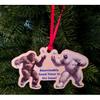 Bigfoot & Yeti Snowball Fight Ornament – Birch Wood Holiday Decoration – Fun Cryptid