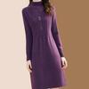 Fashionable Sweater Dress for Women Versatile Semi-high-neck Knitted Base Dress Casual Pullover