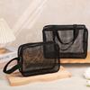 Portable Black Leak-Proof Mesh Bag for Bath, Gym, and Storage - Unisex Shower and Makeup Toiletries Bag
