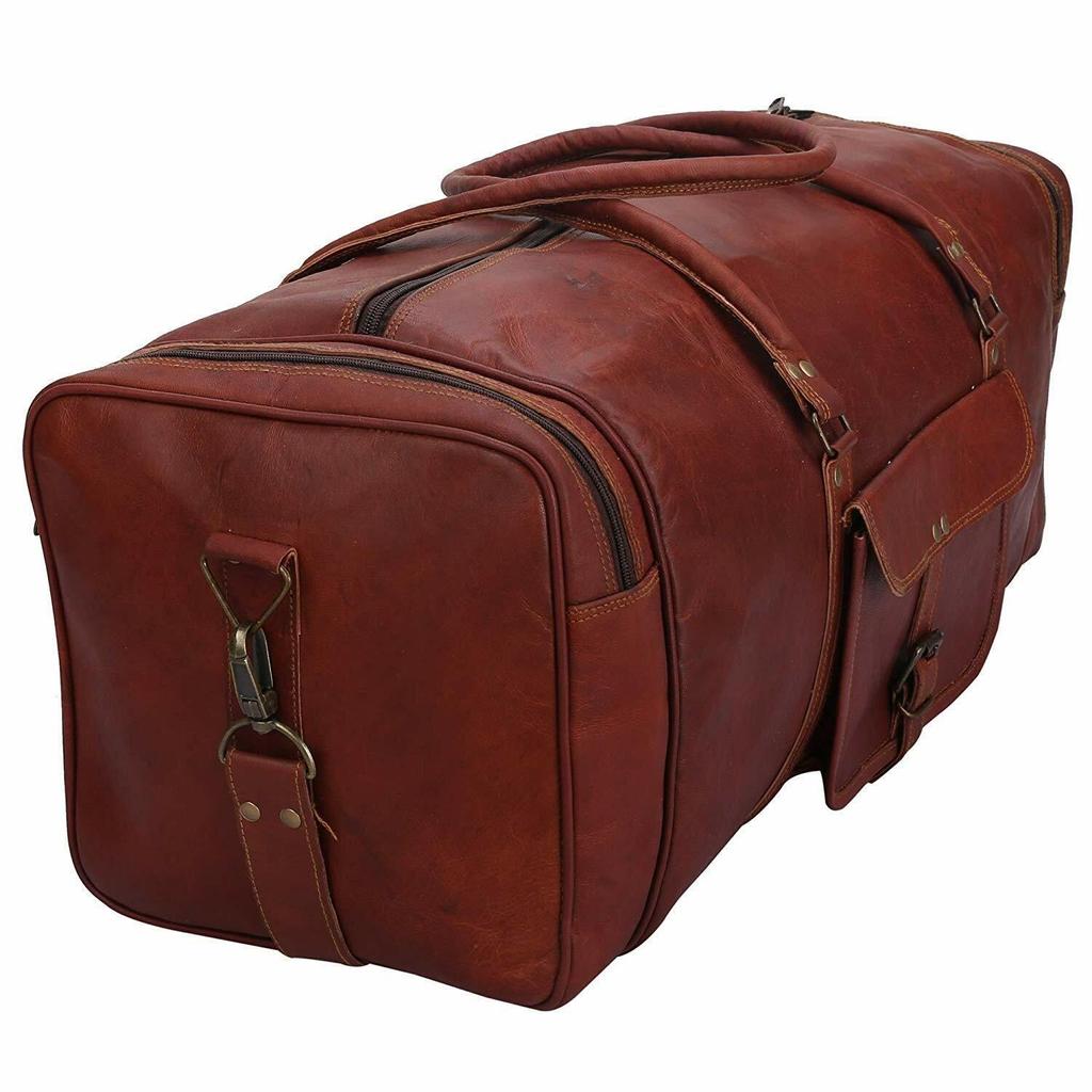 Handmade Grain Leather Duffle Bag Large Travel Bag Men's Weekender Bag Holiday