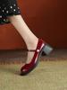 2025 spring and autumn new French retro Mary Jane single shoes round head high thick heel small leather shoes women's trend