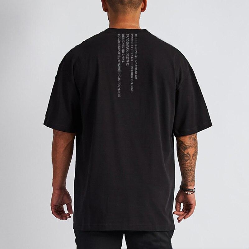 Muscleguys Hip-hop Men's Short-sleeved Tide Brand Top Summer Loose Cotton Clothes European and American Printing Ins Half-sleeve T-shirt