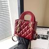 Solid color new version retro simple diamond embroidery thread casual shoulder crossbody portable small square bag woman