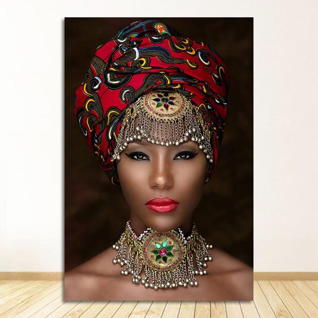 African Art Woman Canvas Painting Wall HD Picture Beauty Girl Scandinavian Posters and Prints for Living Room Home Decor Cuadros