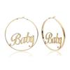 Punk Gift Gold Hip-hop Jewelry Round Hoop Earrings Hyperbole Femme Baby Letter Large Circle