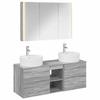 Bathroom Furniture Set 4 Pcs Grey Sonoma Engineered Wood and Glass