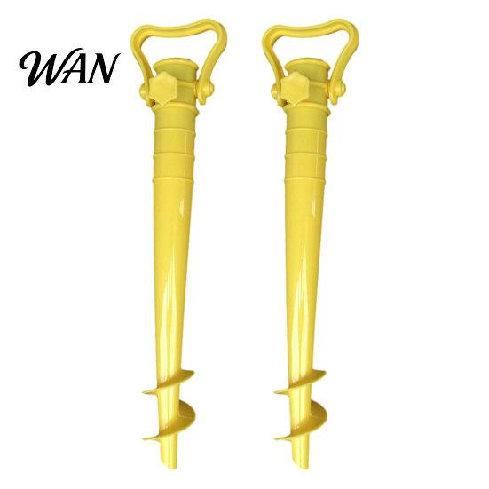 Triangular Handle Umbrella Stake 2Pcs Sun Base with Ground Stake, Screw-in Beach Heavy Duty Holder, Windproof Spiral Stand for Outdoor Yard