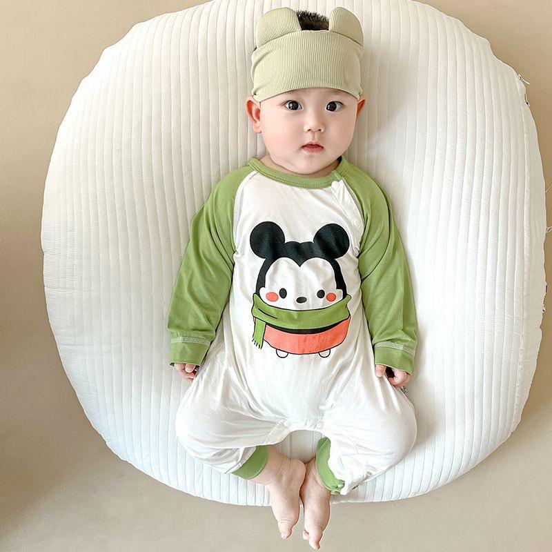 Summer Baby Pajamas - Thin Modal Ice Silk Long Sleeve AC Suit 73cm for 14-18 lbs