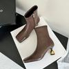 Fashion New Black Brown Irregular Wine Glass Short Boots European American Fashion 6cm High Heels Commuting Shopping Women's Boots 34-43