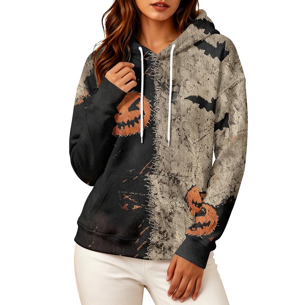 Women's Long Sleeve Halloween Print Hoodie