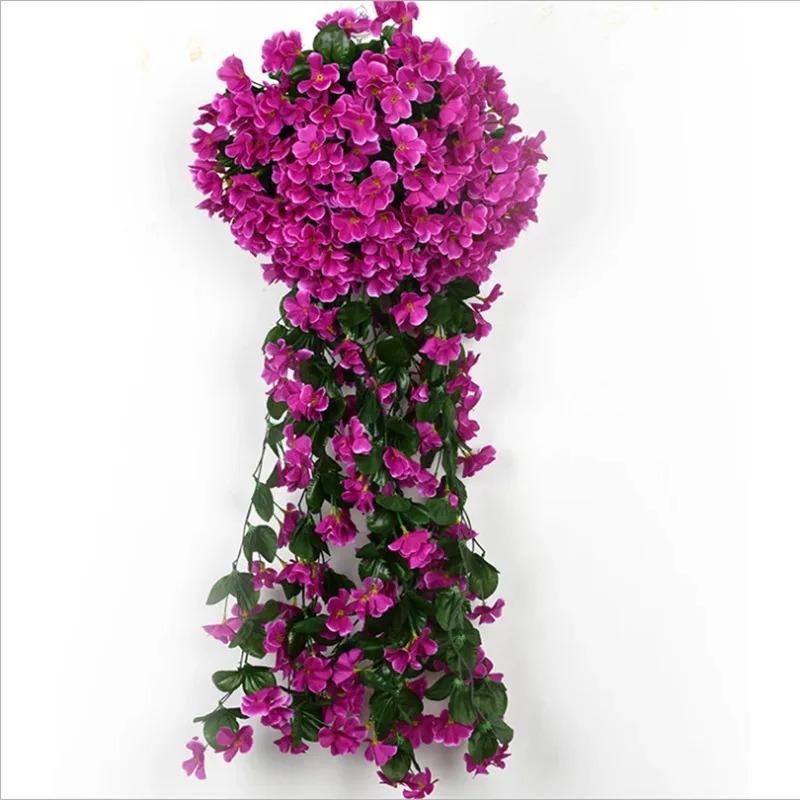 100CM Violet Artificial Flower Party Home Decoration Fake Flower Valentine Day Wall Hanging Basket Flowers Orchid Wedding Decor