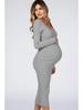 Tehotenské šaty s dlhým rukávom a výstrihom do V, slim fit, v rôznych farbách