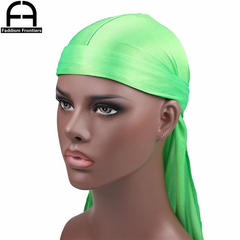 Unisex Women Men Silk Durag Turban Hat Wigs Biker Headwear Headband Hair Accessories Long Tail Straps Bandanas Silky Durags