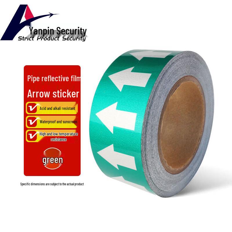 Pipe Flow Direction Arrow Identification Tape 15cm x 20m зелёный