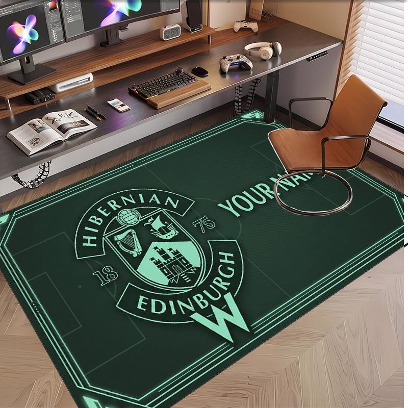 Personalized Crystal Velvet Carpet Hibernian FC Pattern Non Slip Floor Rug