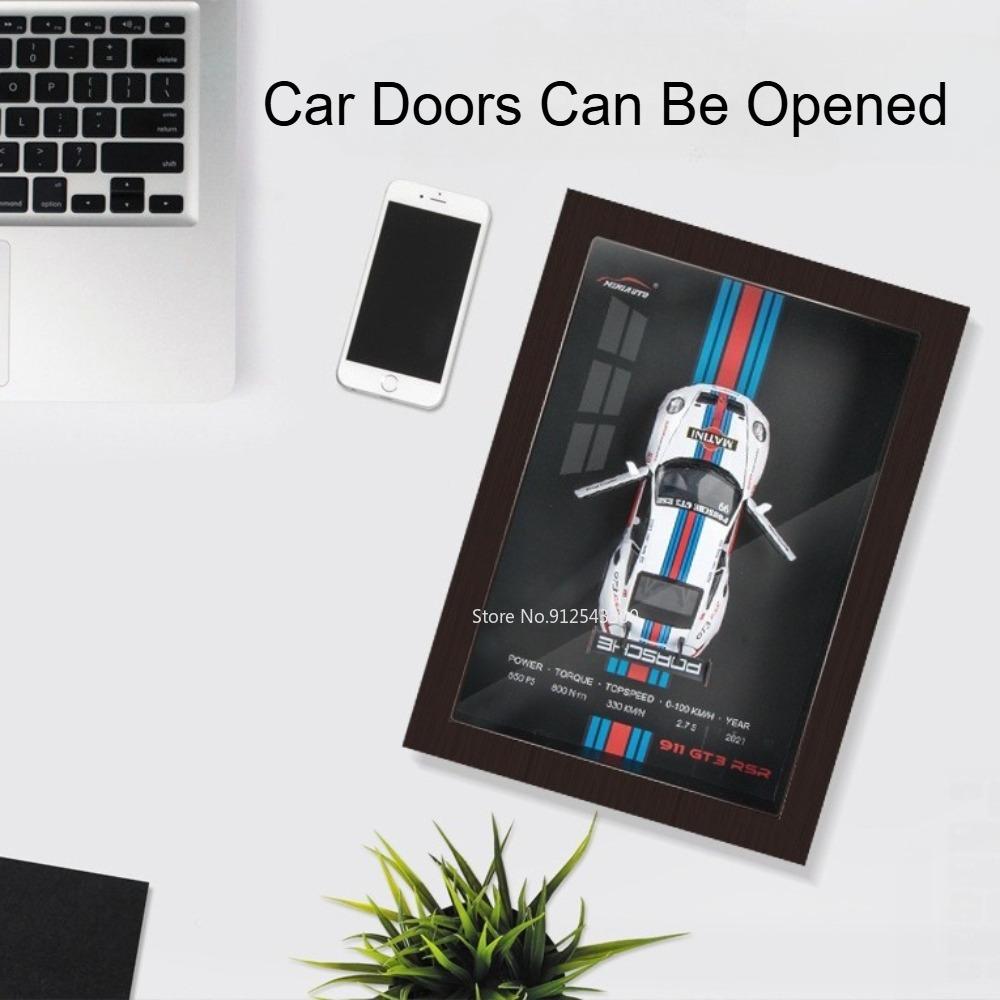 1:32 Scale Car Model Toy 3D Frame Sound Light Pull Back Doors Opened Car Ornament Decoration Painting Boy's Birthday Gifts