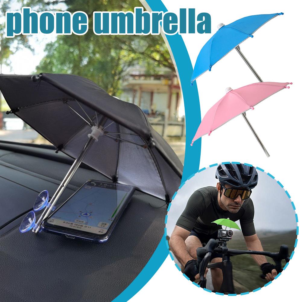 Tragbarer Mini-Regenschirm-Handyständer, Universeller Handy-Regenschirm für Outdoor-Regen & Sonne, Wasserdichter Sonnenschirmhalter für Smartphones