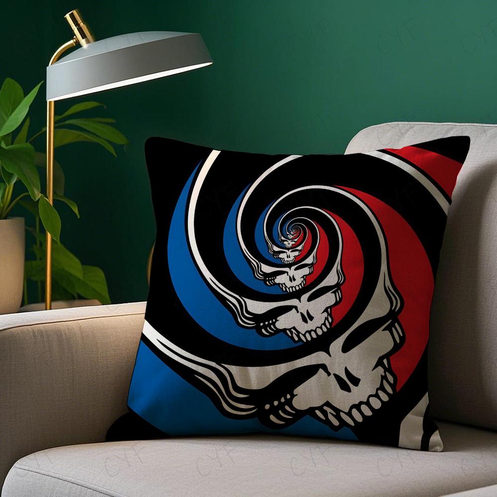 G-Grateful D-Dead Anmie Band Pillow Case Anti-Dustmite Pillowcase Invisible Zipper Silky Short Plush Sofa Cushion Cover