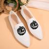 Breathable Shoes Women's 2025 Autumn New Flat Large Yard Pointed Toe Embroidery Color-blocking Lazy Shoes