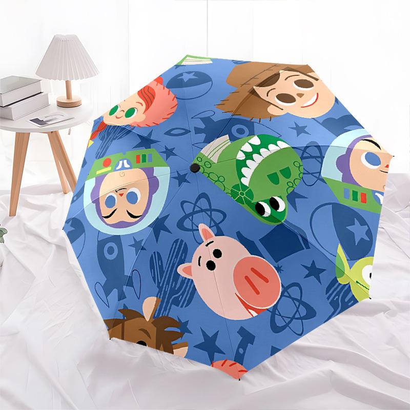 Toy Story Themed Automatic Opening and Closing Umbrella, Brightly Colored 8-rib Portable Umbrella, Suitable for Men and Women, A Perfect Gift for Chri