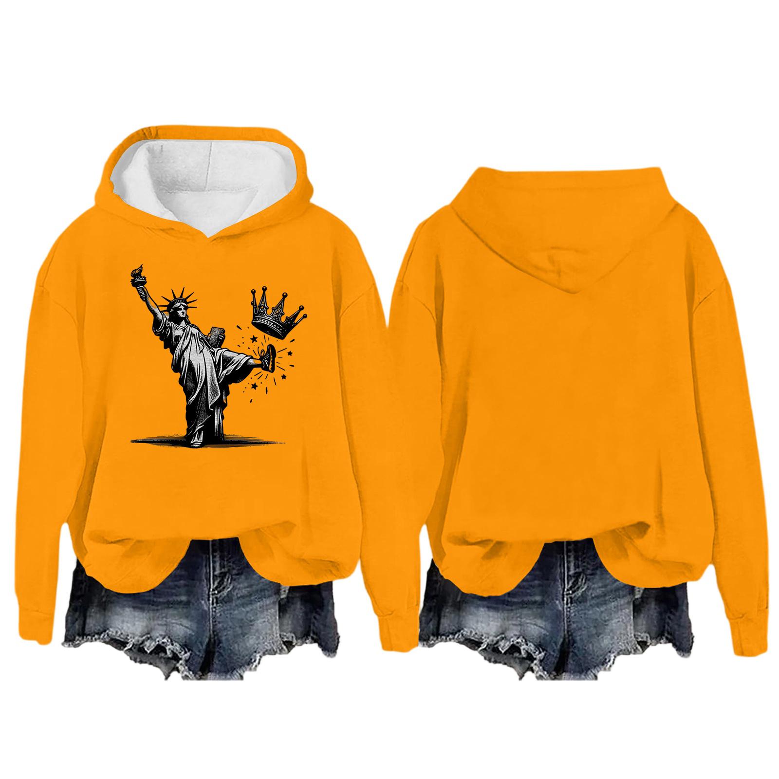 

Женский пуловер с круглым вырезом, длинными рукавами и принтом, толстовка с капюшоном M жёлтый