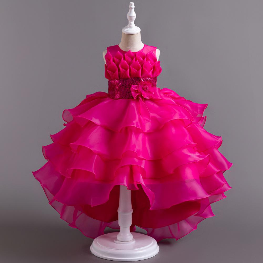 Girls Dress Flower Girl Tail Dress Organza Cake Princess Child Dress Wedding Pom Pom Dress  Little Girl's Favourite Dress Dresses