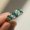 Light Luxury Female Rings 925 Sterling Silver Green Crystal Zirconia Women's Ring Fashion Single Row Zirconwedding Jewelry Gift