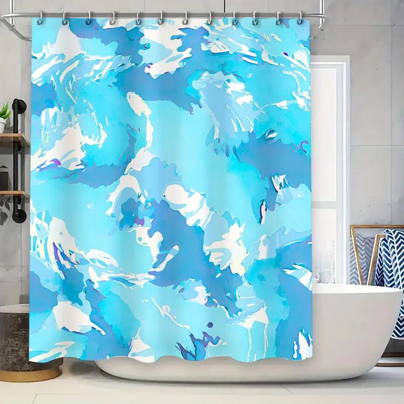 Modern Bathroom Decor: Green Forest River Shower Curtain Set for Bathtub, Waterproof Fabric with Hook Rings Perfect Gift Idea