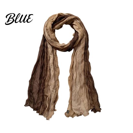 Unisex Fashion Shawl Neck Wrap Pleated Warm Gradient Design Scarf Two-Color Bow Tie Cold Weather