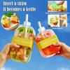 Ice Tray with Straw Food Grade 2 in 1 Ice Making Mold Ice Drink Bottle Silicone Ice Tray Outdoor Beverage Cup