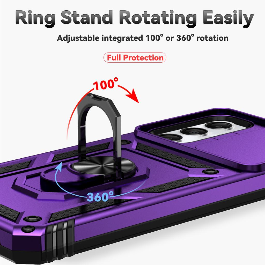 Stoßfeste Rüstungshülle für Samsung Galaxy A05S A05, magnetischer Auto-Ring-Halter, Ständer, Rückseite, Schiebelinsenabdeckung für Galaxy A04S, A04, Schutzhüllen