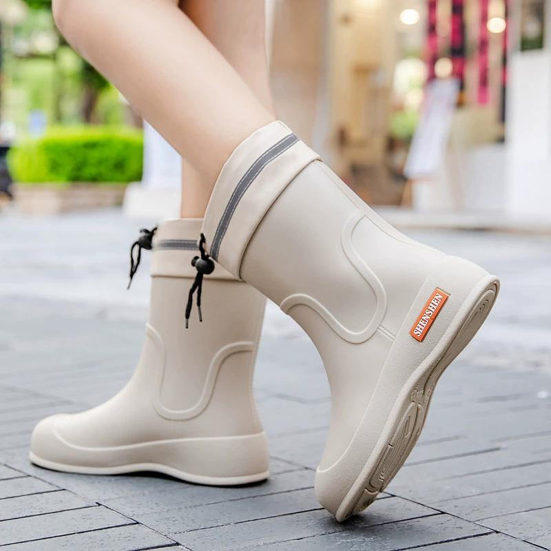 

Fashion Rain Boots, Women s Short Tube Water Shoes, Anti Slip Rain Boots, Outdoor Water Boots, Work Waterproof Rubber Shoes for Women EU35/CN36 білий