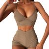 Women's Ribbed Solid Color Bikini - Sexy Flat Angle Swimsuit, In Stock