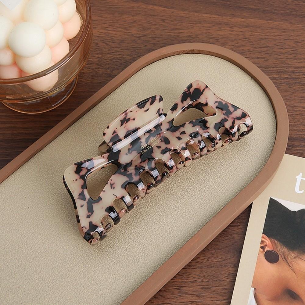 

Retro Imitation Acetate Large Size Hair Clip Elegant Strong Hold Bow Hair Clip Solid Vintage Matte Hollow Out Hair Claw