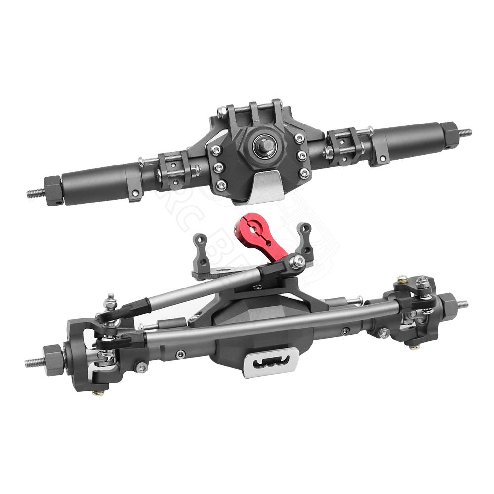 CNC Aluminum Diamond-Shaped Aluminum Alloy Complete Front & Rear Axle for 1/10 RC Crawler Truck Axial SCX10 II  90046 90047